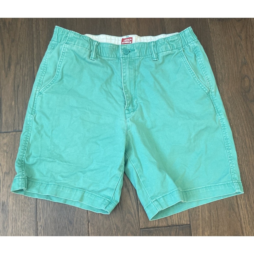 Levi's XX Chino EZ Shorts Mens Medium Teal Elastic Waist Stretch A1043-0007